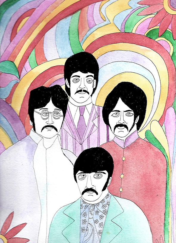 Beatles Art Print 1 by Robert Rubbish ~ 30.5cm x 38 cm ~ unframed