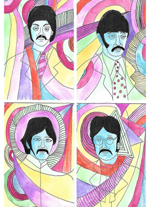 Beatles Art by Robert Rubbish ~ 30.5cm x 38 cm ~ Unframed